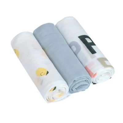 Abbildung von LÄSSIG Baby Mulltuch Spucktuch Puckdecke 3er Set Baumwolle 80 x cm/Heavenly soft Swaddle L Happy Fruits Lemon