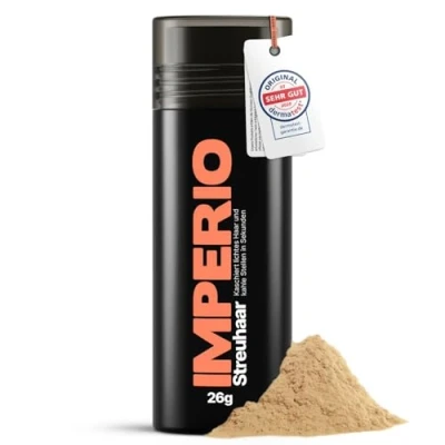 Abbildung von IMPERIO Streuhaar zur Haarverdichtung &amp; vollem Haar In Sekunden. Schütthaar für einen authentischen Look. 100% Natur! Premium Friseurqualität 26g (Mittelblond)