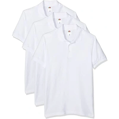 Abbildung von Fruit of the Loom Herren 65/35 Polohemd, weiß, L (3er Pack)