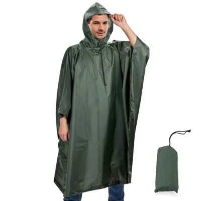 Abbildung von Sensong Regenponcho Wasserdicht Regencape mit Kapuze Multifunktionales Regenmantel Wiederverwendbar Regenkleidung Faltbare Ripstop Damen Herren für Wandern Jagd Camping Angeln Gebrauch Hellblau