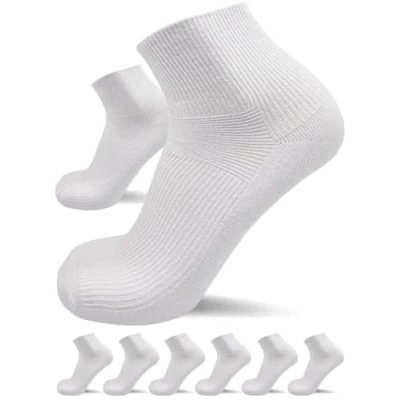 Abbildung von sogzz Diabetikersocken Herren Damen 6 Paar ohne Gummibund, Naht, Kurzsocken, kurze Diabetiker Socken, Quarter Socken kurz, 80% Baumwolle, Modell: Diabetic Quarter, 39 42 Weiß