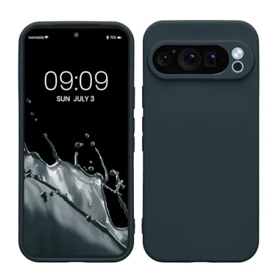 Abbildung von kwmobile Handyhülle kompatibel mit Google Pixel 9 Pro Hülle Handy Case aus weichem Silikon in Dunkler Schiefer