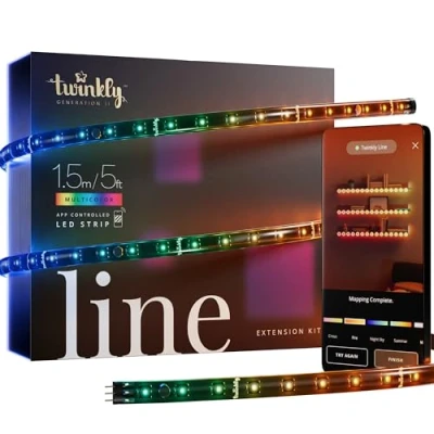 Abbildung von Twinkly Line Extension Kit 1,5m, Magnetischer LED Streifen, Kombinierbar mit Starter Kit, Kompatibel Alexa und Google Home, Über 16 Mio. Farben, App Steuerung, Schwarzes Kabel
