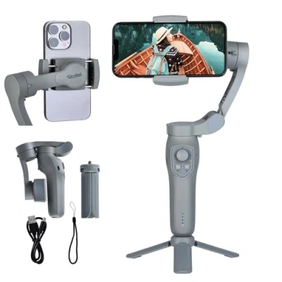 Abbildung von Rollei Steady Butler Mobil 3 SE, Kleiner, Leichter, zusammenklappbarer Smartphone Gimbal für ruhige aus der Hand gefilmte Videos. Mit App Steuerung Android und iOS 22946