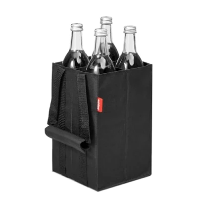 Abbildung von achilles Flaschentasche, Bottle Bag für 4 x 1,5 Liter Flaschen, Bottlebag, Tragetasche mit Trennwänden Einkaufstasche Fächern, 17 cm 27 (Schwarz)