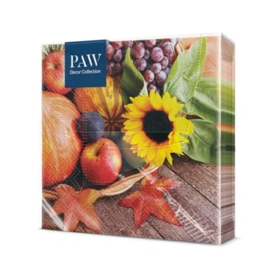 Abbildung von PAW Servietten 3 lagig (33 x 33 cm) I 20 Stück Perfekt für Geburtstage, Partys, Meetings Herbst Tischdekoration Bunte Papierservietten Kürbis Weintrauben Apfel Sonnenblume Autumn Treasures