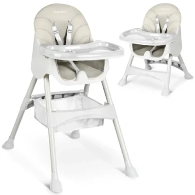 Abbildung von Ricokids Hochstuhl Baby 3in1 Kinderhochstuhl Ab 6 Monaten Essstuhl Mit Sicherheitsgurt Klappbar Pflegeleicht Höhenverstellbares Gestell Mitwachsend Abnehmbarer Essbrett Korb Beige