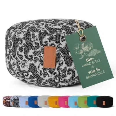 Abbildung von #DoYourYoga rundes Yogabolster waschbarer Bezug, Bio Dinkelspelz (KBA) Füllung, 30 x 15 cm, Yoga Kissen für Yin &amp; Meditation Style (3)