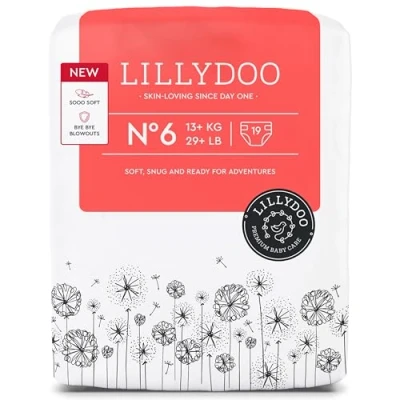 Abbildung von LILLYDOO hautfreundliche Baby Windeln Größe 6 (13+ kg), 19 Stück, Sicherer Auslaufschutz, Weich, Parfümfrei, Ohne Lotionen &amp; Farbstoffe für empfindliche Haut, Dermatologisch getestet
