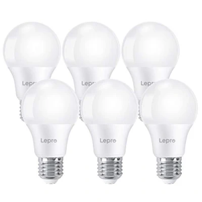 Abbildung von Lepro E27 LED Kaltweiss Glühbirne, 8.5 Watt 806 Lumen Lampe E27, ersetzt 60W Birne, A60 Leuchtmittel, 6500 Kelvin Kaltweiß Glühlampen, 160 Abstrahlwinkel Energiesparlampe, 6 Stück