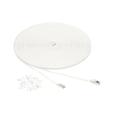 Abbildung von Amazon Basics flaches RJ45 Cat 7 Gigabit Ethernet Patch Internetkabel, 30 m, Weiß