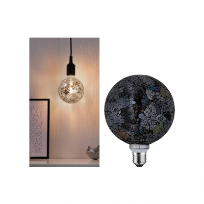 Abbildung von Paulmann 28746 LED Lampe Miracle Mosaic G125 Globe 5W dimmbar Leuchtmittel Schwarz effizientes Licht Warmweiß 2700K E27