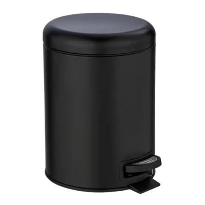Abbildung von WENKO Treteimer Mod. Leman, 5 Liter, mit herausnehmbarem Einsatz, aus lackiertem Stahl, 21 x 24 28 cm, Schwarz