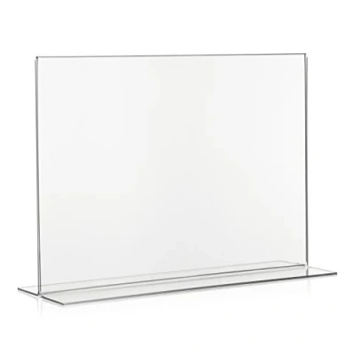 Abbildung von VITAdisplays® T Ständer Querformat/Tischaufsteller/Acrylglas Aufsteller/T Werbeaufsteller, DIN A4 (29,7 x 21cm), Transparent aus original PLEXIGLAS®