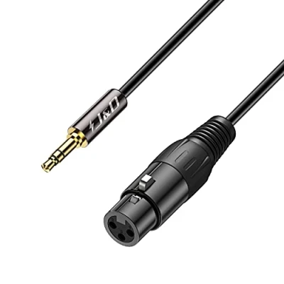 Abbildung von J&amp;D TRS 3,5mm auf XLR Kabel, PVC Geschält 3.5 mm (1/8 Zoll) Männlich zu Weiblich Balanced Kabel 1/8 Audio Adapterkabel für DSLR Kamera, Mikrofon, 0.9m