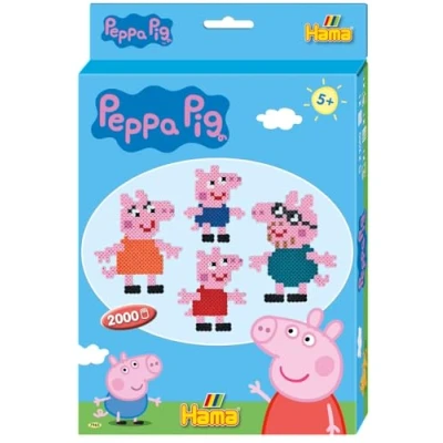 Abbildung von Hama Perlen 7965 Kleines Geschenk Set Peppa Wutz mit ca. 2.000 bunten Midi Bügelperlen Durchmesser 5 mm, Stiftplatte, inkl. Bügelpapier, kreativer Bastelspaß für Groß und Klein