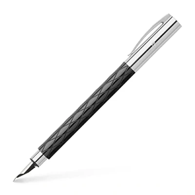 Abbildung von Faber Castell 148920 Füllfederhalter AMBITION Edelharz Rhombus, Feder: M, inklusive Geschenkverpackung, Schaftfarbe: schwarz / silber