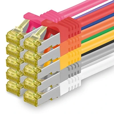 Abbildung von Cat.7 Netzwerkkabel 0,25m 10 Farben Stück Cat7 Ethernetkabel Netzwerk LAN Kabel Rohkabel Gb s SFTP PIMF LSZH Set Patchkabel mit Rj 45 Stecker Cat.6a