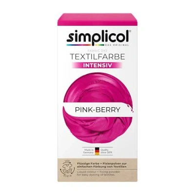 Abbildung von simplicol Textilfarbe intensiv Pink Berry Einfaches Färben in der Waschmaschine Flüssige Farbe &amp; Fixierpulver 1er Pack
