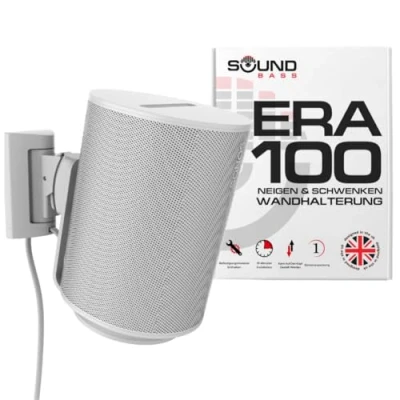 Abbildung von Sound bass ERA100 Wandhalterung neig und schwenkbar, weiß, einzeln (1 Stück), kompatibel mit Sonos ERA 100, mühelose Installation, inklusive Montageset