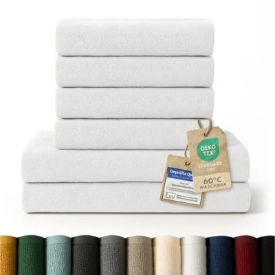 Abbildung von Blumtal Premium Frottier Handtücher Set 4 teilig 100% Baumwolle Oeko TEX zertifiziertes Badetuch 2X (70x140 cm) + Towel 4X (50x100 Ultra saugstarkes Frottiertücher Weiß
