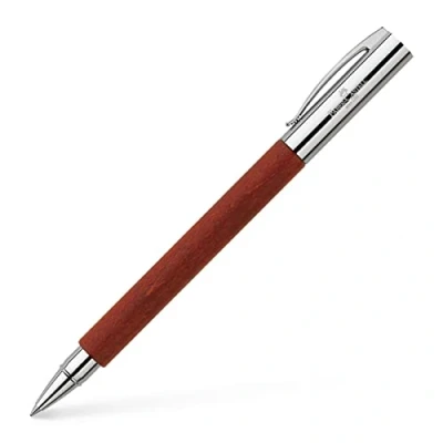 Abbildung von Faber Castell 148111 Tintenroller AMBITION Birnbaum, Metallspitze: 0,7 mm, inklusive Geschenkverpackung, Schaftfarbe: braun / silber