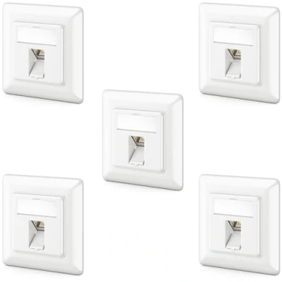 Abbildung von deleyCON 5x CAT6a Keystone Netzwerkdosen Set Unterputz Netzwerkdose Modul STP Geschirmt Metall Gehäuse RJ45 Jack Datendose Netzwerkkabel