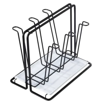 Abbildung von Xavax Abtropfgestell für 6 Flaschen (Flaschenhalter aus Metall, Abtropfständer Gefäße mit Abtropfschale, Sodastream, Air up, Avent, Philips), schwarz