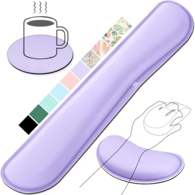 Abbildung von Gimars Handballenauflage Tastatur, Ergonomisches Tastatur mauspad mit gelkissen Memory Foam Handauflage, Handgelenkauflage für Tippen Schmerzlinderung, Komfort Büro, Gaming, Violett