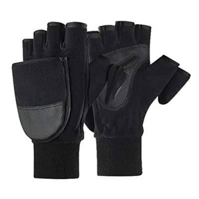 Abbildung von AfinderDE Herren Winter Polar Fleece Halbfinger Handschuhe Touchscreen Multifunktional Winterhandschuhe Thermal Warm Fäustlingehandschuhe Fingerhandschuhe Fingerless mit Flip Top