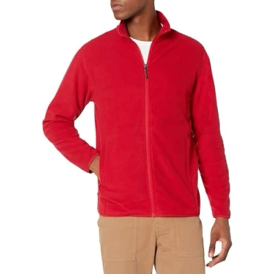 Abbildung von Amazon Essentials Herren Fleecejacke mit durchgehendem Reißverschluss (in Big und Tall erhältlich), Rot, L