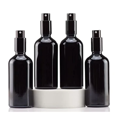 Abbildung von YIZHAO Schwarz Sprühflasche Glas 100ml, Klein mit [Zerstäuber], für Ätherisches Öle,Kosmetik, Apotheker, Reinigung,Aromatherapie, Massage, Haare 4Pcs