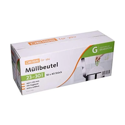 Abbildung von DEISS Müllbeutel 23 30 Liter für Brabantia Touch Bin (Größe G), 400 Stück