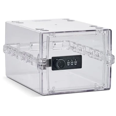 Abbildung von Lockabox Mini™ Kleine abschließbare Aufbewahrungsbox 3 Liter Kasten mit Zahlenschloss für Lebensmittel, Medikamente und Sicherheit zu Hause BPA sicher (Kristall)