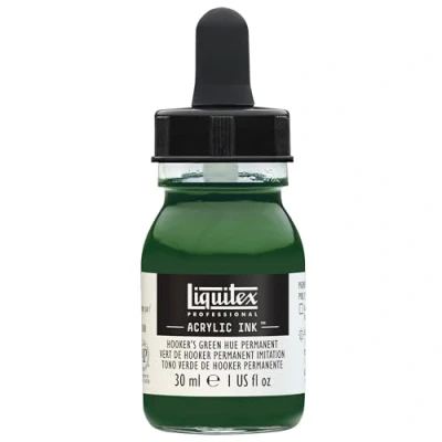 Abbildung von Liquitex 4260224 flüssige Professional Acrylfarben Ink, Tusche, 30 ml, hochpigmentierte Airbrushfarbe, Hooker&#039;S Grün Farbt Permanent