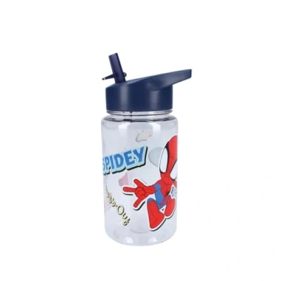 Abbildung von My sweety pop Trinkflasche Jungen spidey transparent Kunststoff für Kinder Kindergarten Schule Urlaub Mahlzeit 12cm 450ml Hydration Geschenkidee (Spidey Transparent/Blau)