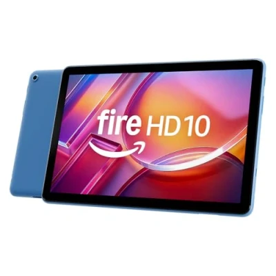 Abbildung von Fire HD 10 Tablet 2023 (Neueste Generation), für Entspannung optimiert, brillantes 10,1 Zoll Full Display, Octa Core Prozessor, 3 GB RAM, bis zu 13h Akkulaufzeit, 32 GB, blau, mit Werbung