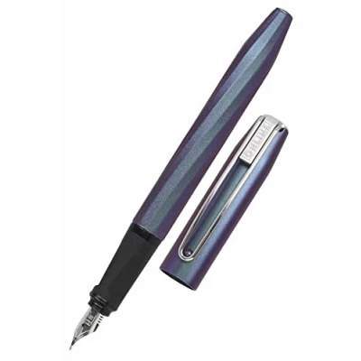 Abbildung von ONLINE Füller Slope Metallic Lilac, Patronen mit ergonomischem Griffstück, hochwertige Iridium Feder medium, Standard Tintenpatronen, inkl. Kombipatrone blau, für Schule und Büro