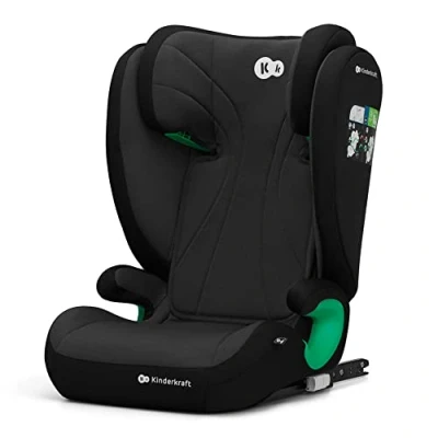 Abbildung von Kinderkraft JUNIOR FIX2 I SIZE Kindersitz 15 36kg, Kinderautositz mit Isofix, Gruppe 2/3, 100 150 cm, Einstellbare Rückenlehne und Kopfstütze, spezielle Sicherheitssysteme, Leicht zu tragen, Schwarz