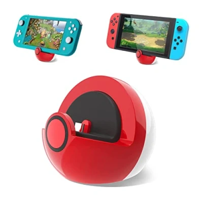 Abbildung von Antank Winzige Lade Dock Station Kompatibel mit Nintendo Switch/Switch OLED/Switch Lite, Laden Standfuß Typ C Anschluss Keine Projektion Mini Kompakt Tragbar Weiß Rot