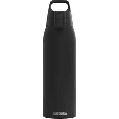 Abbildung von SIGG Isolierte Trinkflasche Thermosflasche Shield Therm One Black kohlensäurehaltige Getränke Auslaufsicher Spülmaschinenfest BPA frei 90% recycelter Edelstahl Schwarz 1L
