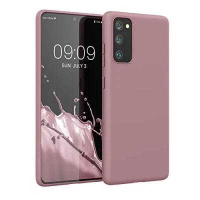 Abbildung von kwmobile Hülle kompatibel mit Samsung Galaxy S20 FE weiches TPU Silikon Case Cover geeignet für kabelloses Laden Altrosa matt