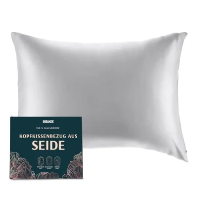 Abbildung von Dreamzie Seidenkissenbezug 50x70 cm für Haar und Haut, Kissenbezüge Seide 19 Momme (Silber Grau, 1 Stück)