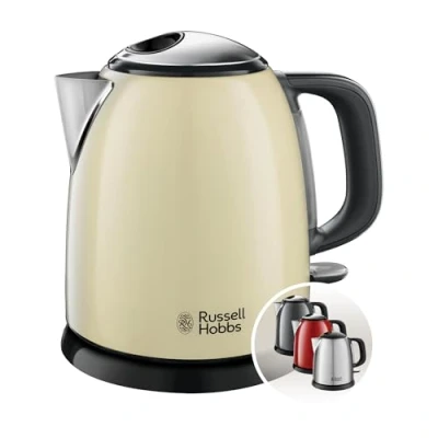 Abbildung von Russell Hobbs Wasserkocher [1,0l] Colours+ Edelstahl Creme (2400W, Schnellkochfunktion, herausnehmbarer Kalkfilter, außenliegende Wasserstandsanzeige,kleiner Reisewasserkocher)Teekocher 24994 70