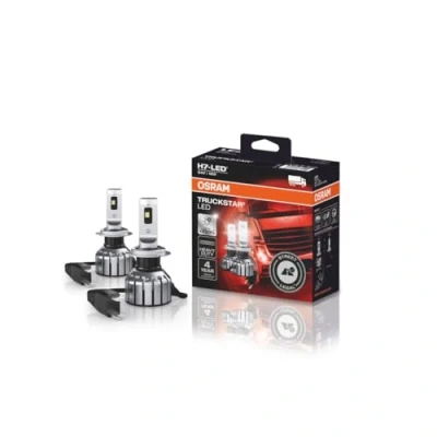 Abbildung von OSRAM TRUCKSTAR LED H7, Fern und Abblendlicht für LKW, mit Straßenzulassung, 24V, bis zu 230% mehr Helligkeit, Weiß