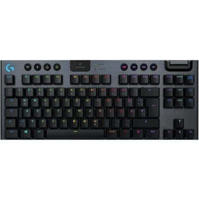 Abbildung von Logitech G915 LIGHTSPEED TKL Tenkeyless kabellose mechanische Gaming Tastatur, Taktiler GL Tasten Switch, LIGHTSYNC RGB, Ultraschlankes Design, 40+ Stunden Akkulaufzeit, Deutsches QWERTZ Layout Carbon