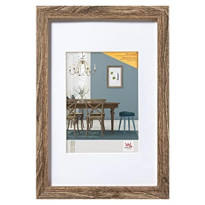 Abbildung von walther design Bilderrahmen nussbaum 50 x 60 cm mit Kunstglas und Passepartout Fiorito Holzrahmen EFX060N