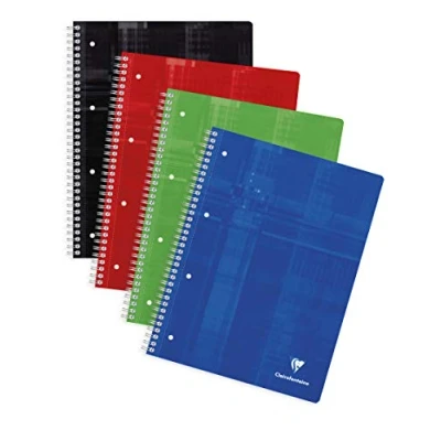 Abbildung von Clairefontaine 8252C Spiralheft / Collegeblock kariert Lineatur 22, DIN A4, 21 x 29,7 cm, 80 Blatt,farbig sortiert, 1 Stück
