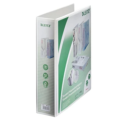 Abbildung von Leitz 42870001 Ringbuch Präsentation, mit Taschen, A4, PP, 4 Ringe, 50 mm, weiss