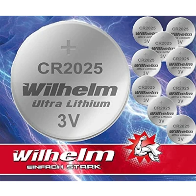 Abbildung von 10 x Knopfzelle CR2025 Wilhelm Batterie Lithium 3V CR 2025 Industrieware…